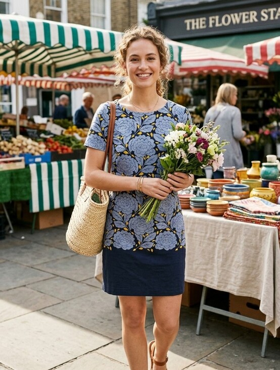 Boden Dresses & Skirts - BODEN Afia Floral Blue & Yellow Shift W/Pockets | 6